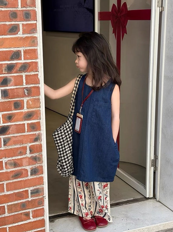 【90-160cm】デニム コクーン ワンピース
