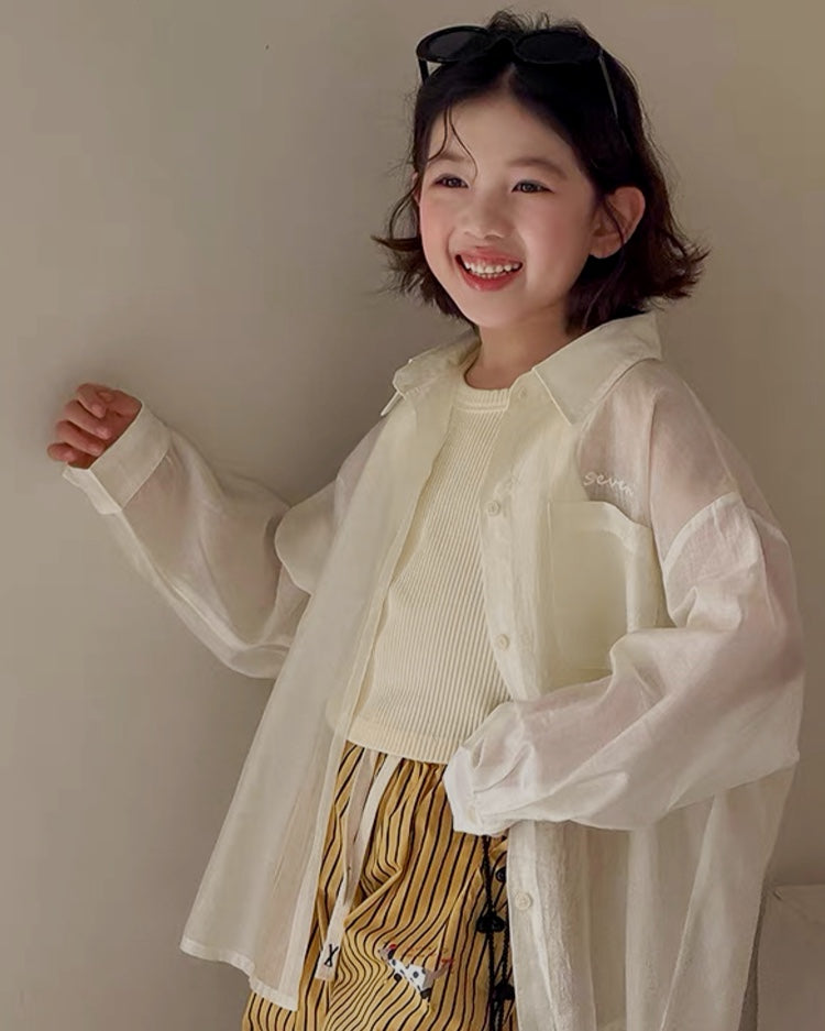 Matching parent-child sheer light shirt (2 colors) | 110-160cm