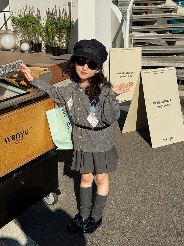 【100-160cm】バイカラープリーツスカート