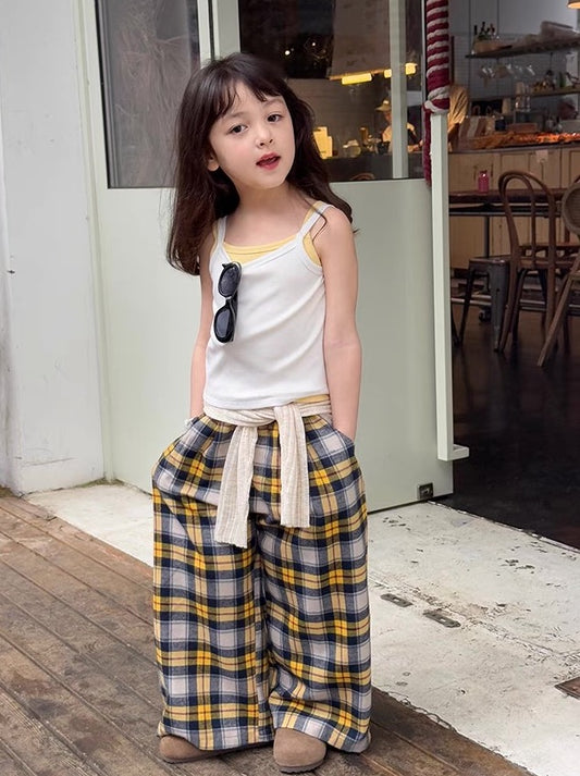 【100-160cm】ソリッド リブ キャミソール