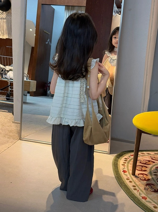 【100-160cm】Aライン フリル トップス