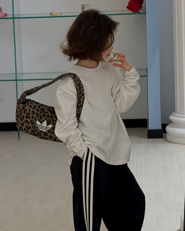 【110-160cm】親子お揃い オーバーサイズ 長袖Tシャツ