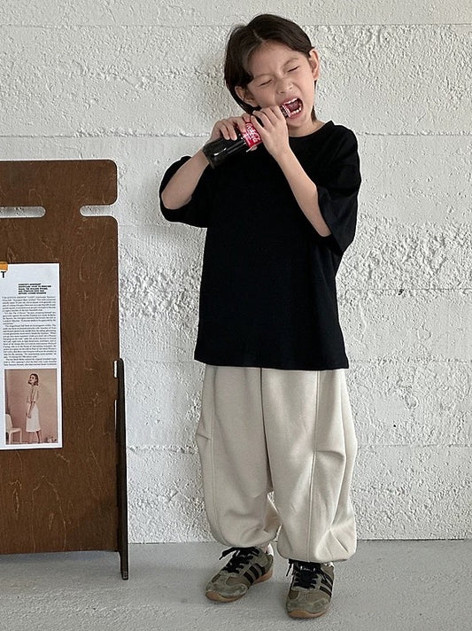 【110-160cm】フロントソリッドTシャツ