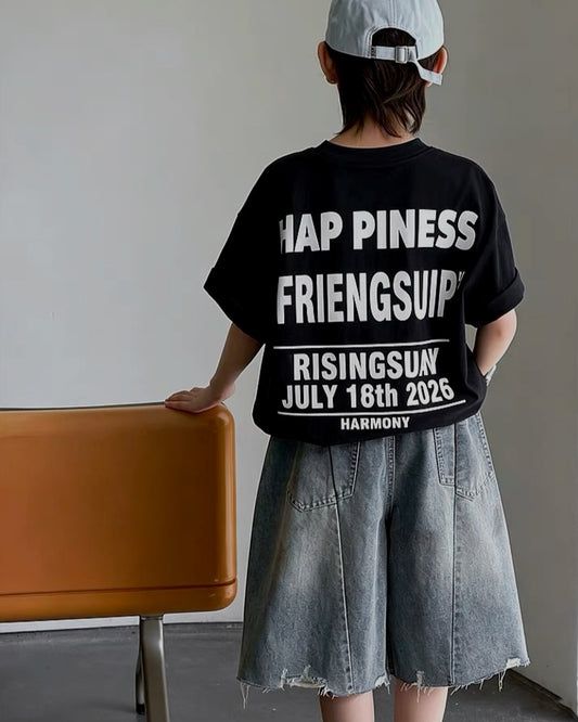 Short large en denim à bords effilochés | 110-160cm
