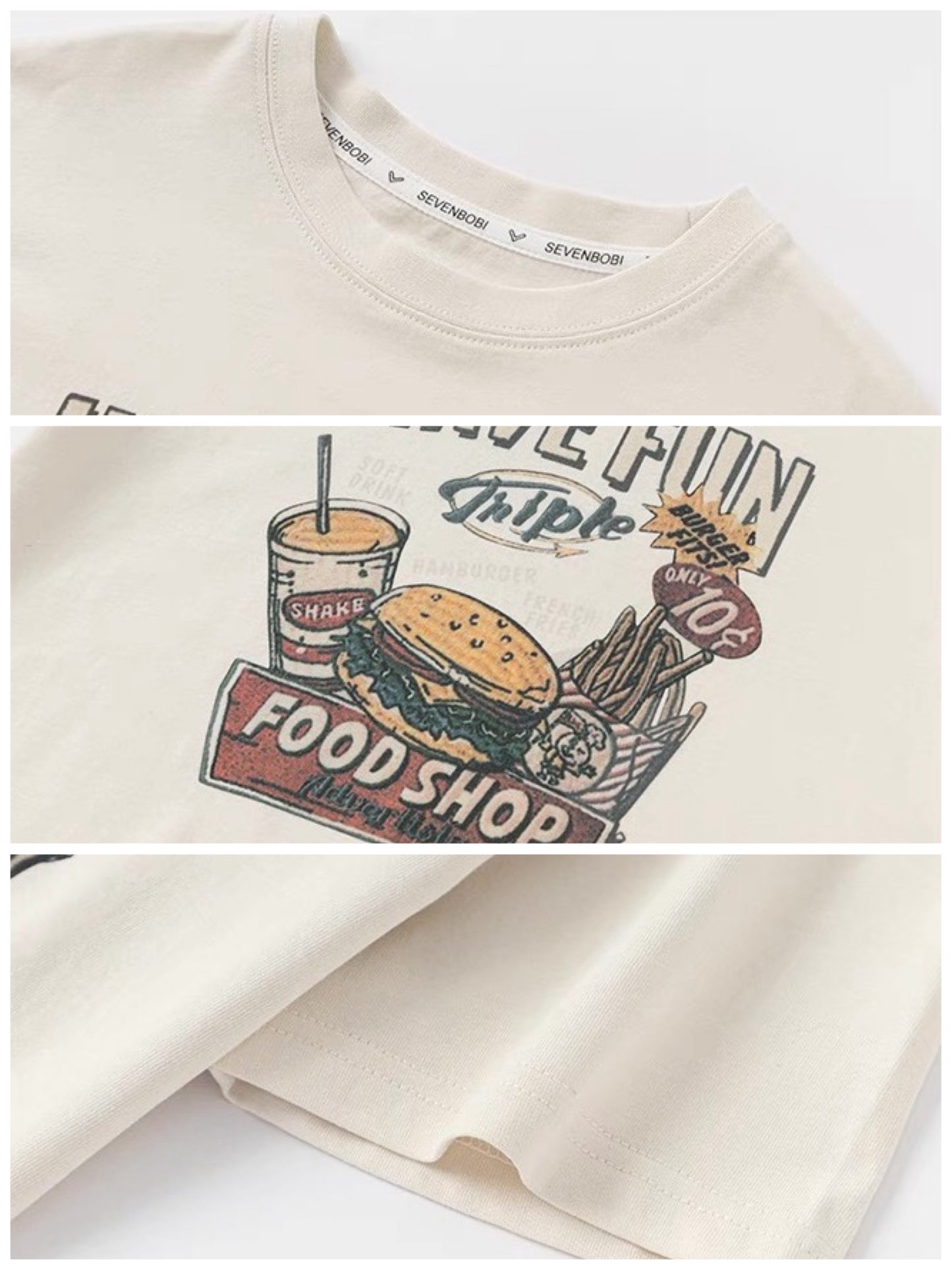 【90-160cm】Burger Set Tシャツ