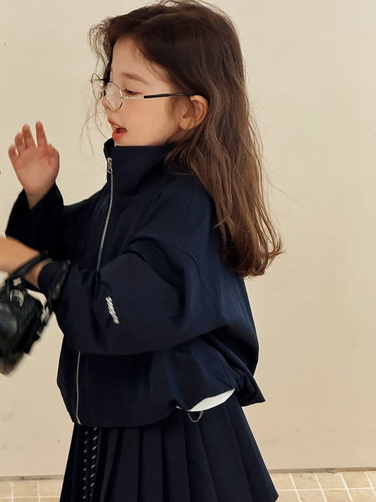 【100-160cm】フロントジップクロップドジャケット