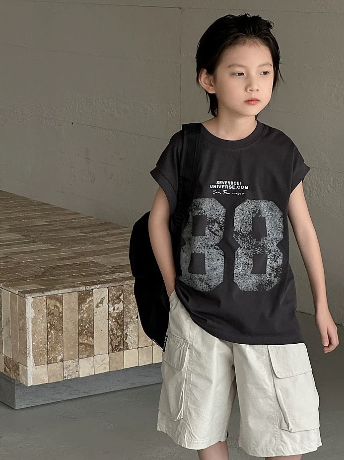 【110-160cm】88 フレンチ スリーブ Tシャツ