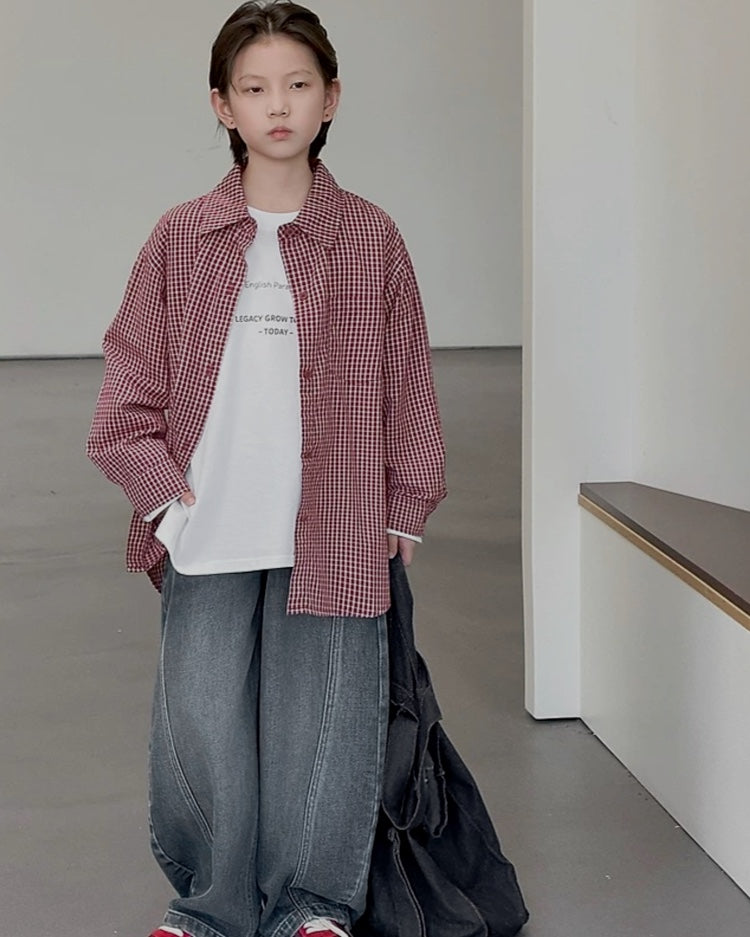 ウォッシュド ワイドデニムパンツ|120-160cm
