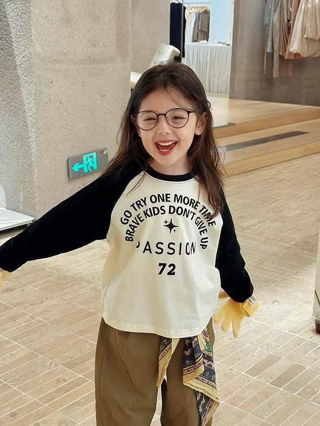 【100-160cm】ラグランロングスリーブTシャツ