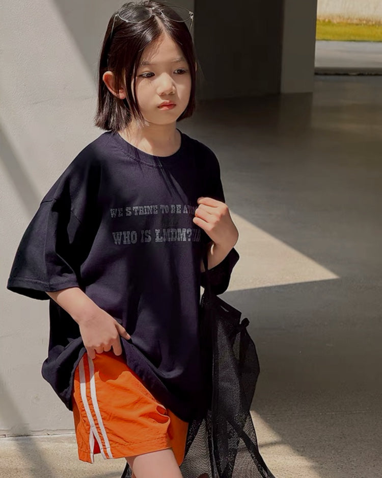 【110-160cm】字母Logo印花宽松T恤