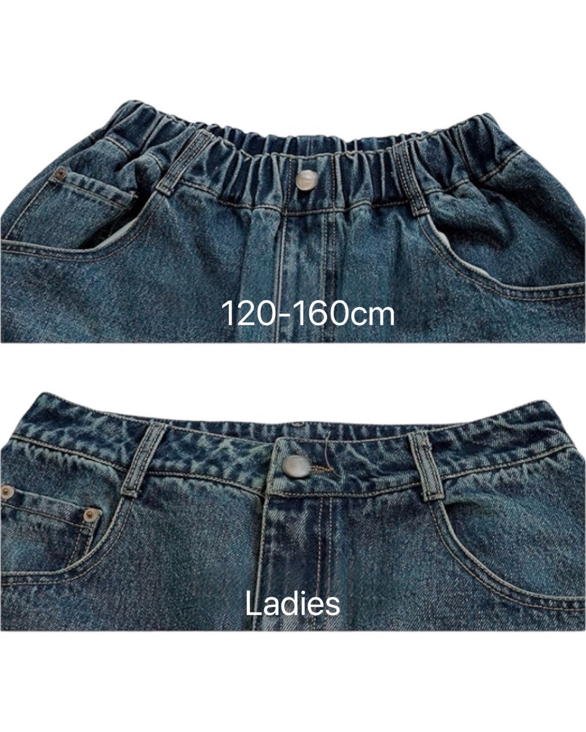 親子お揃い ウォッシュド カーブデニムパンツ|120-160cm