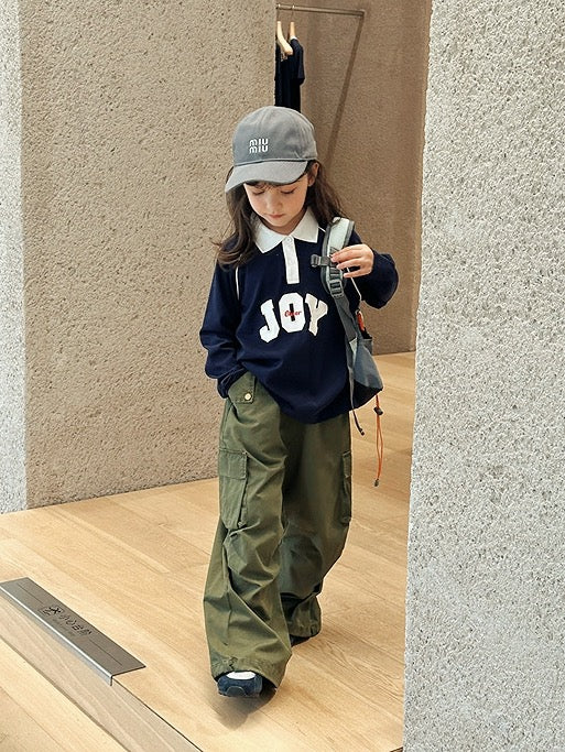 【100-160cm】ポロロングスリーブTシャツ