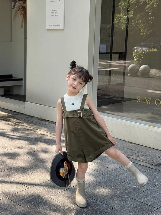 【100-160cm】サスペンダー ハーフパンツ