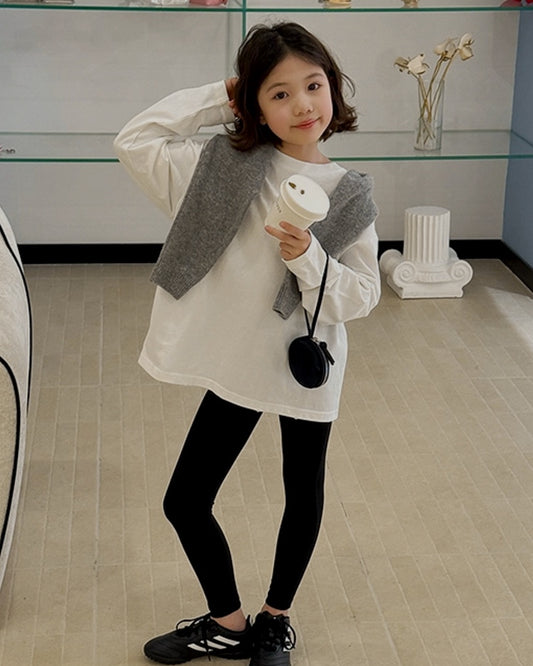 【110-160cm】親子お揃い オーバーサイズ 長袖Tシャツ