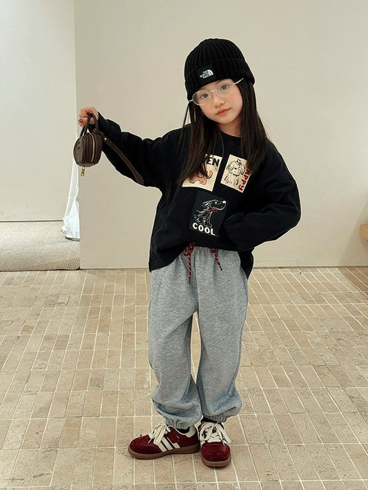 【100-160cm】バイカラースウェットパンツ