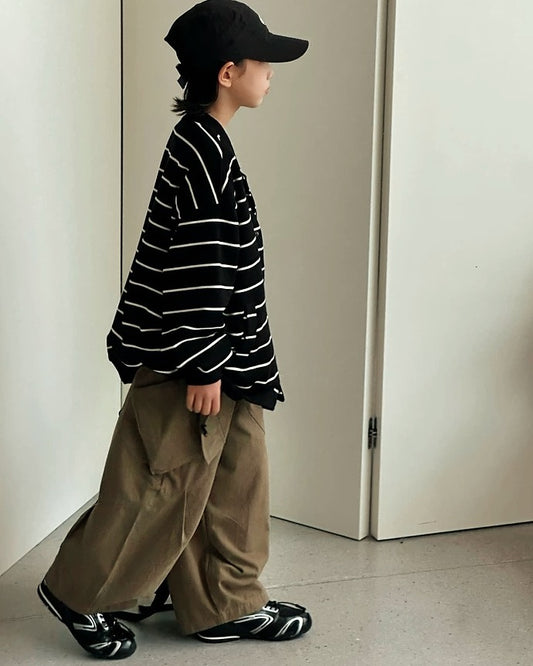 【110-160cm】ワイドカーゴパンツ