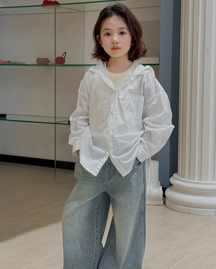 【110-160cm】フード付き シアーシャツ