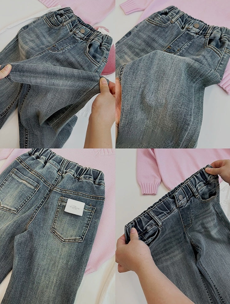 親子お揃い ウォッシュドデニム フレアパンツ|110-160cm
