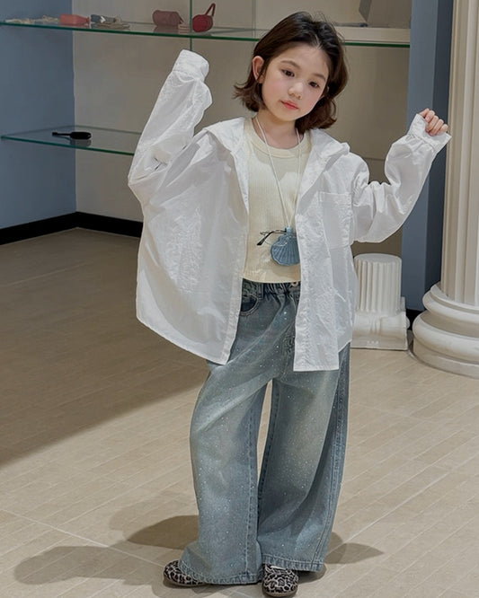 【110-160cm】フード付き シアーシャツ