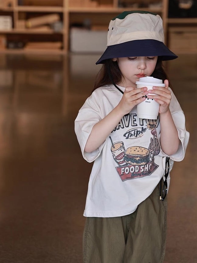 【90-160cm】Burger Set Tシャツ