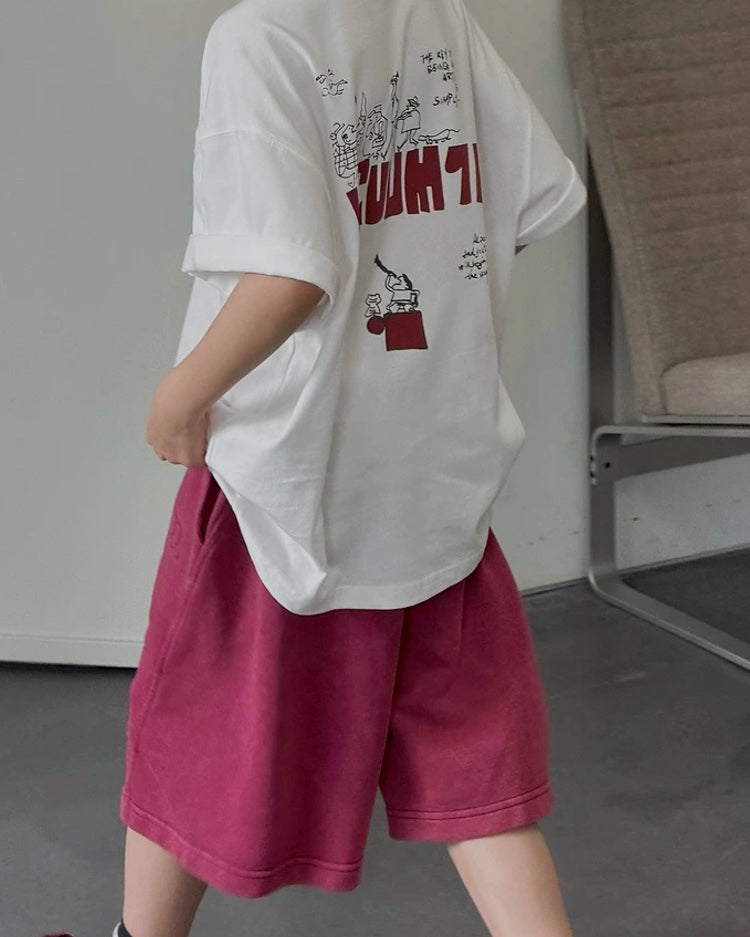 【110-160cm】ワイドハーフパンツ