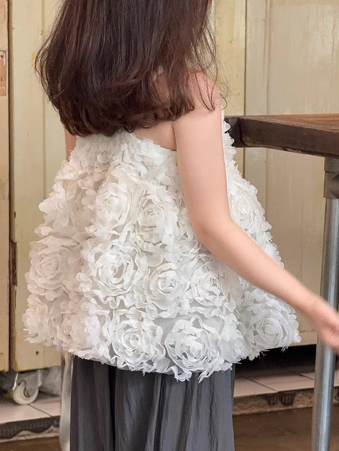 【100-160cm】フラワー フレア キャミ トップス
