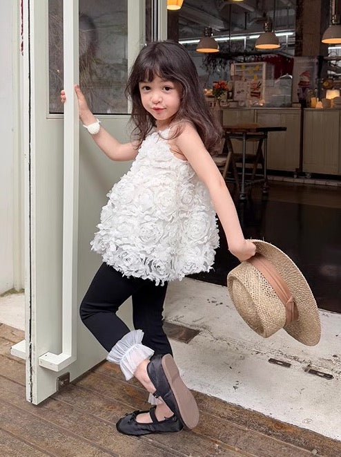 【100-160cm】フラワー フレア キャミ トップス