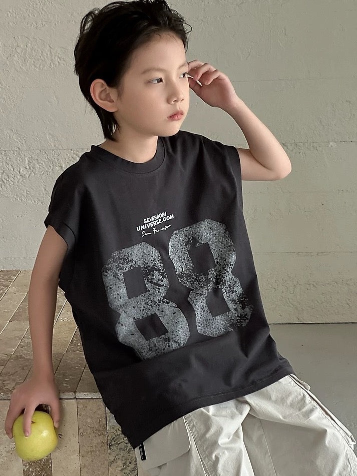 【110-160cm】88 フレンチ スリーブ Tシャツ