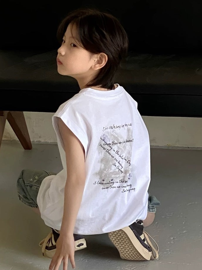 【110-160cm】ボックスシルエット フレンチスリーブ トップス