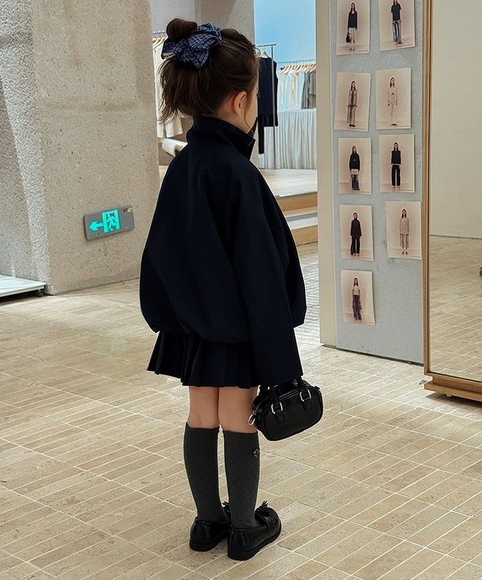 【100-160cm】フロントジップクロップドジャケット