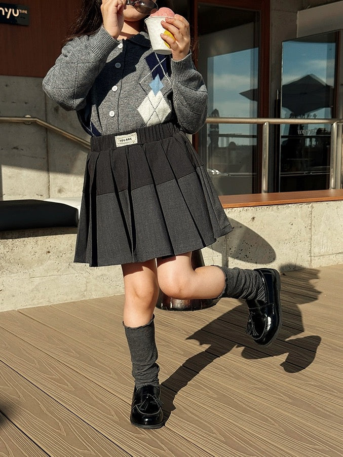 【100-160cm】バイカラープリーツスカート