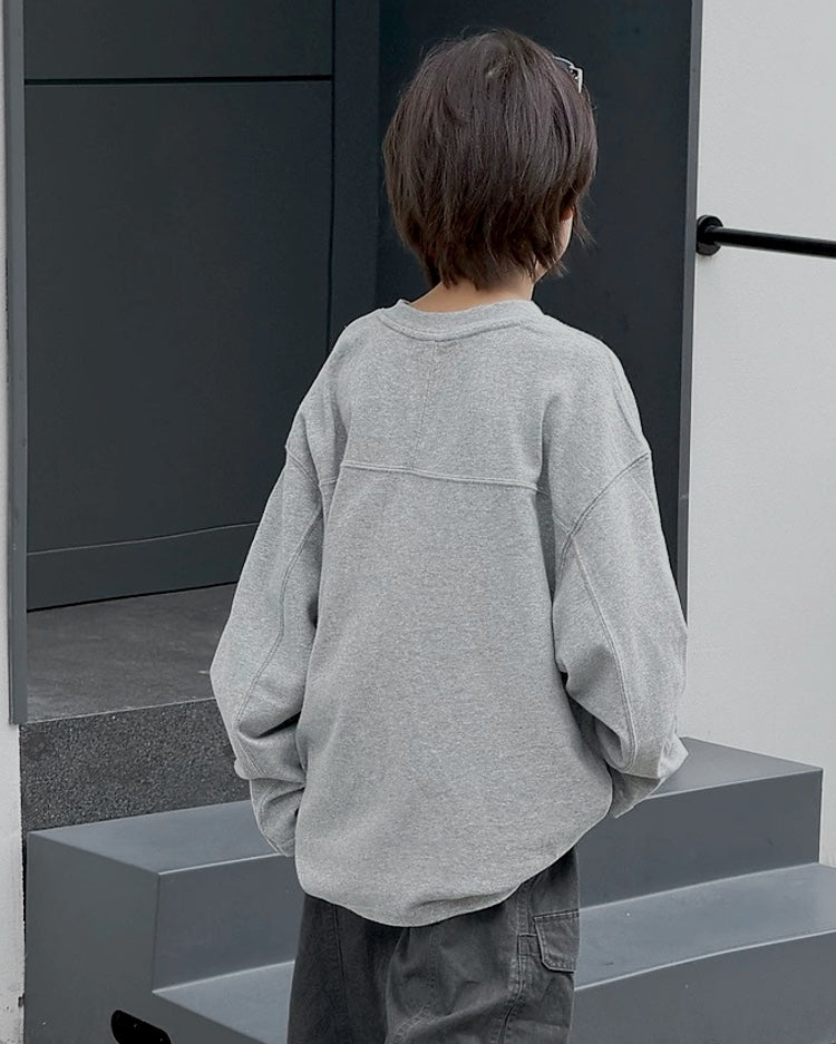 ネクタイプリント オーバーサイズ長袖Tシャツ|110-160cm