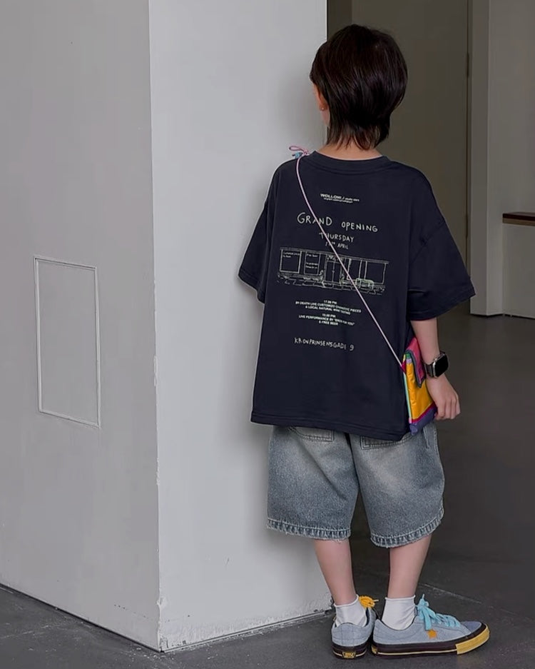 グランドオープン バックプリント オーバーサイズTシャツ|110-160cm