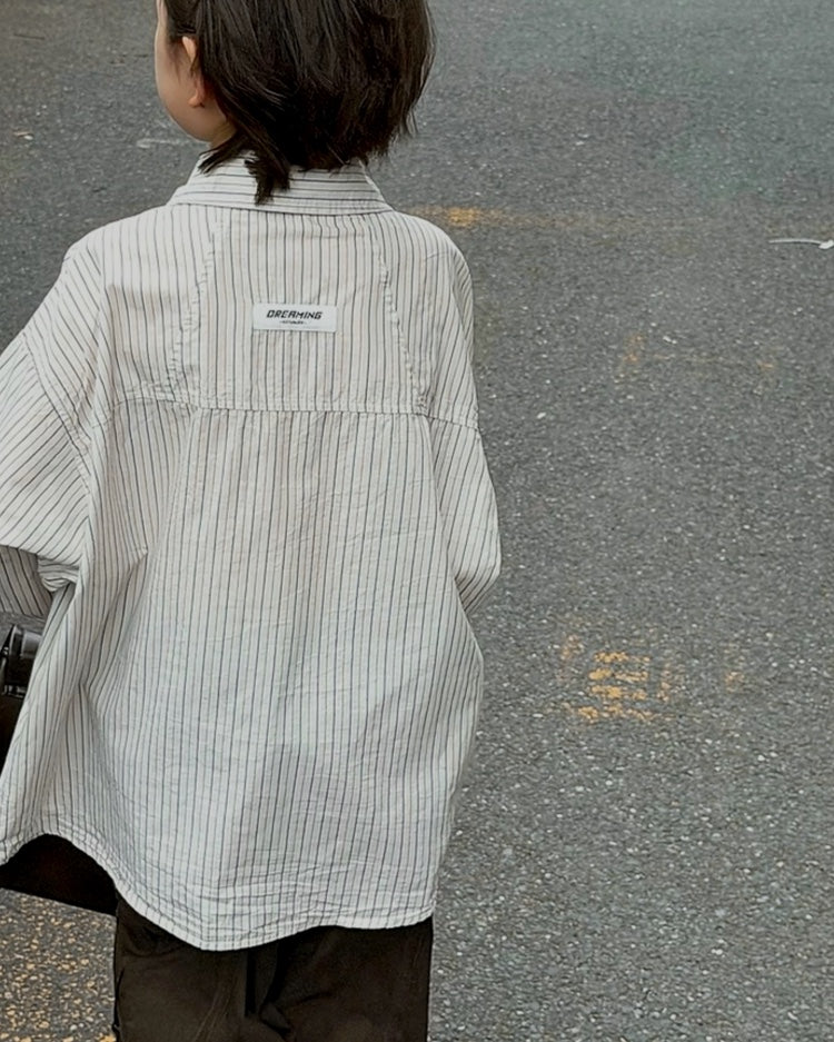 ストライプロゴ 長袖シャツ|110-160cm