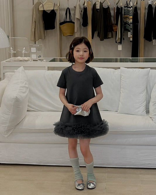 チュールフリル Tシャツワンピース|110-160cm