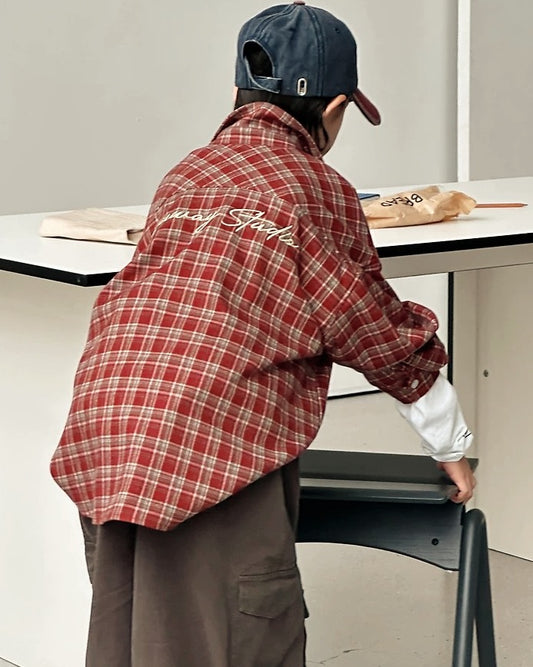 【110-160cm】チェック柄シャツ