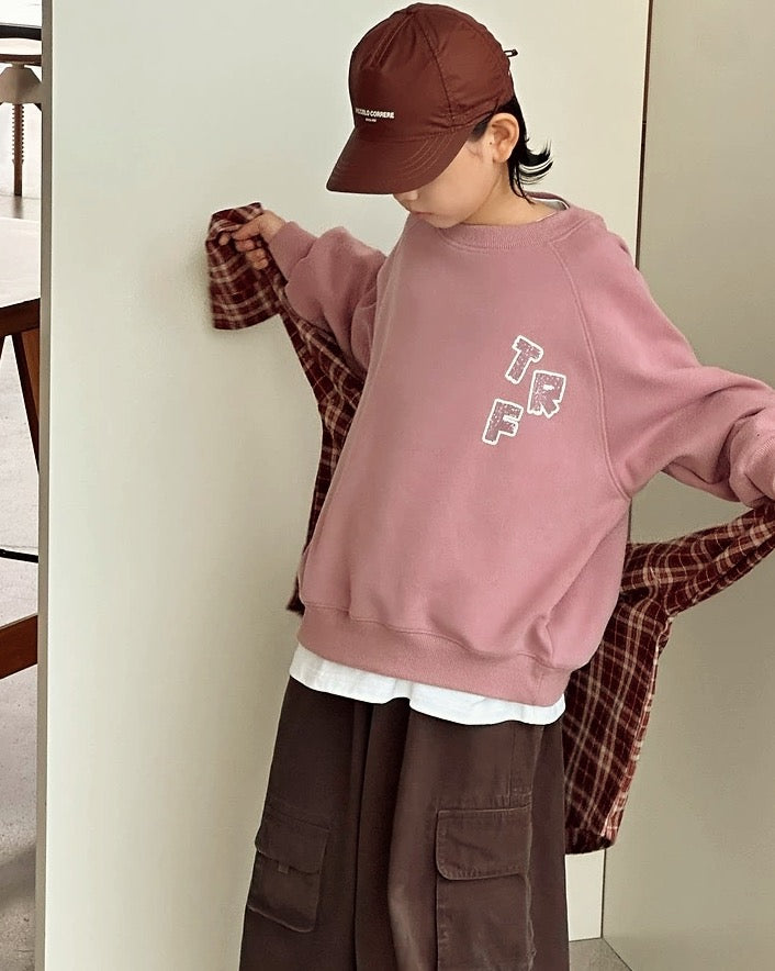 【110-160cm】バックグラフィックプリントスウェットプルオーバー