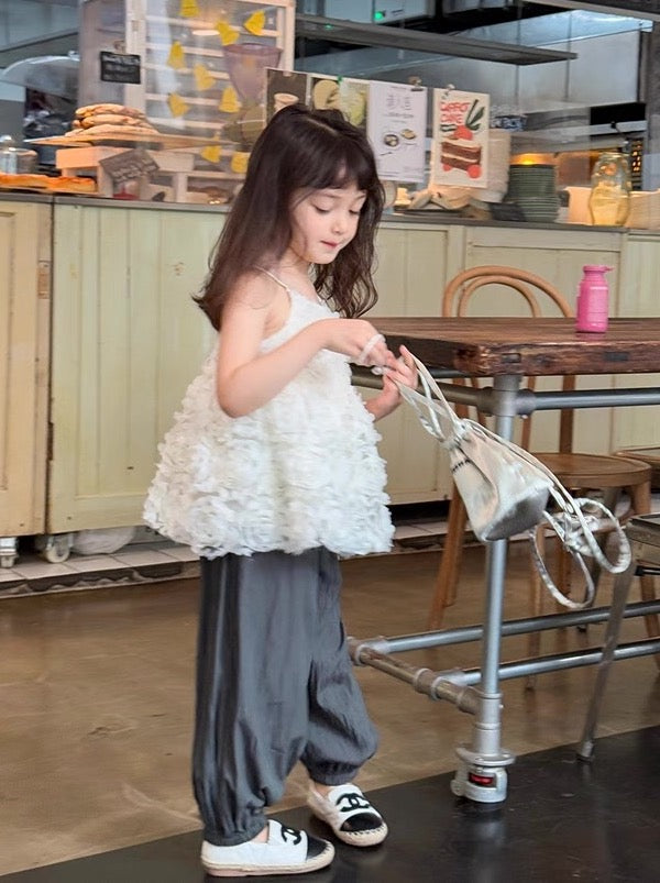 【100-160cm】フラワー フレア キャミ トップス