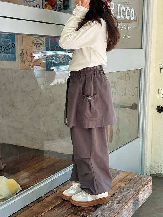 【100-160cm】レイヤード風カーゴパンツ