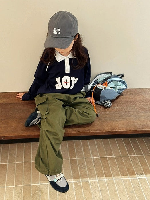 【100-160cm】ポロロングスリーブTシャツ