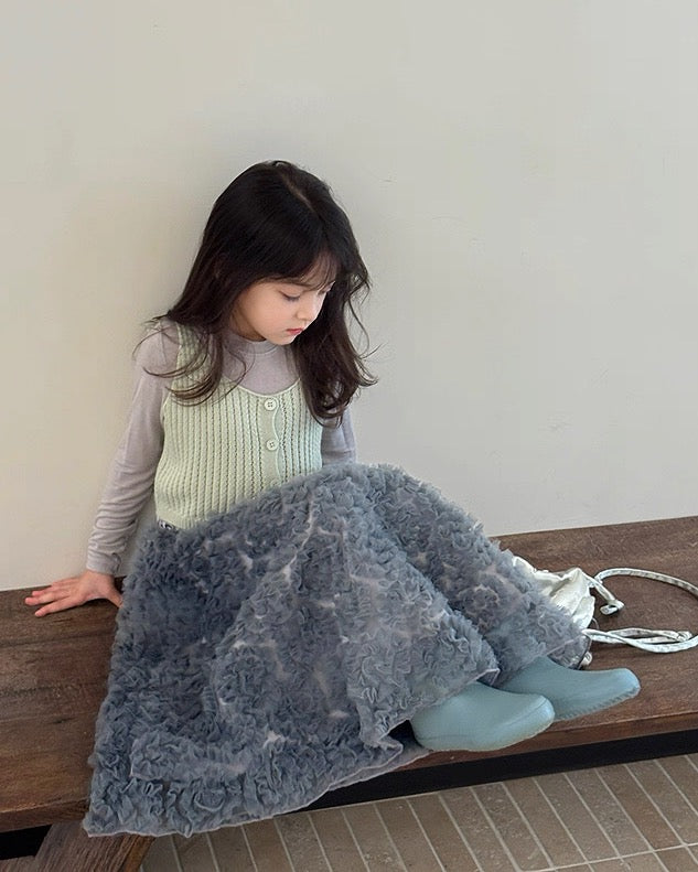 【100-160cm】フラワーチュールロングスカート