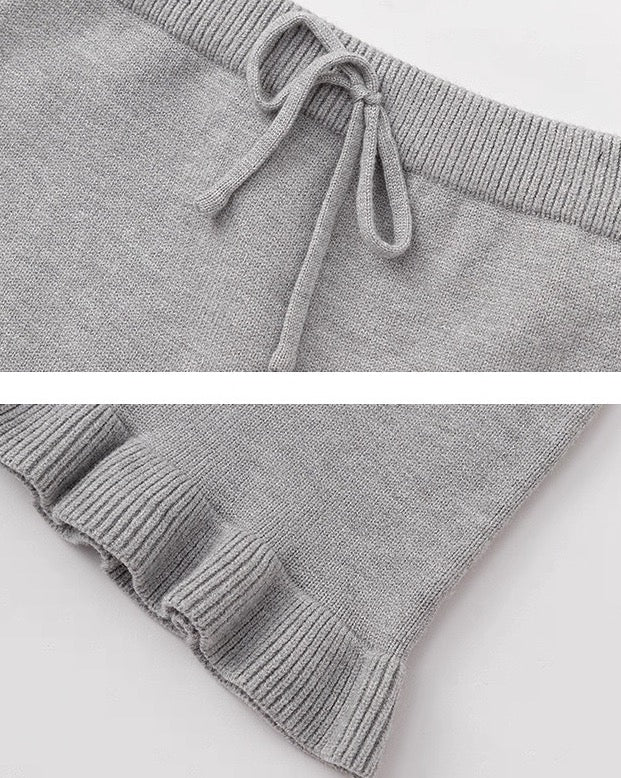 【100-160cm】裾フリル ニットスカート