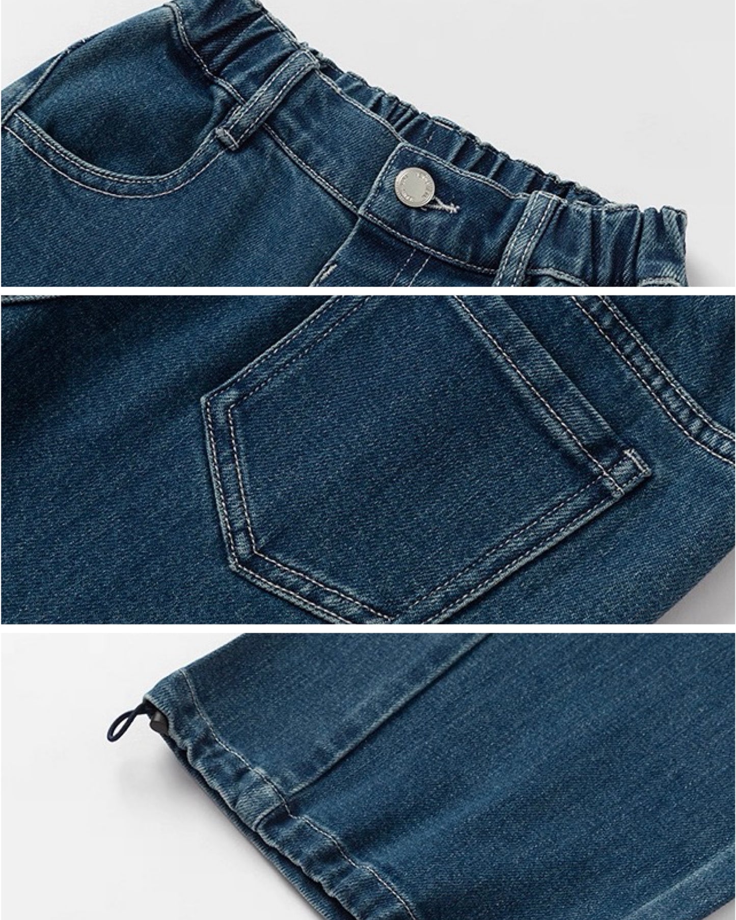 【100-160cm】ドローコード付き ジーンズ