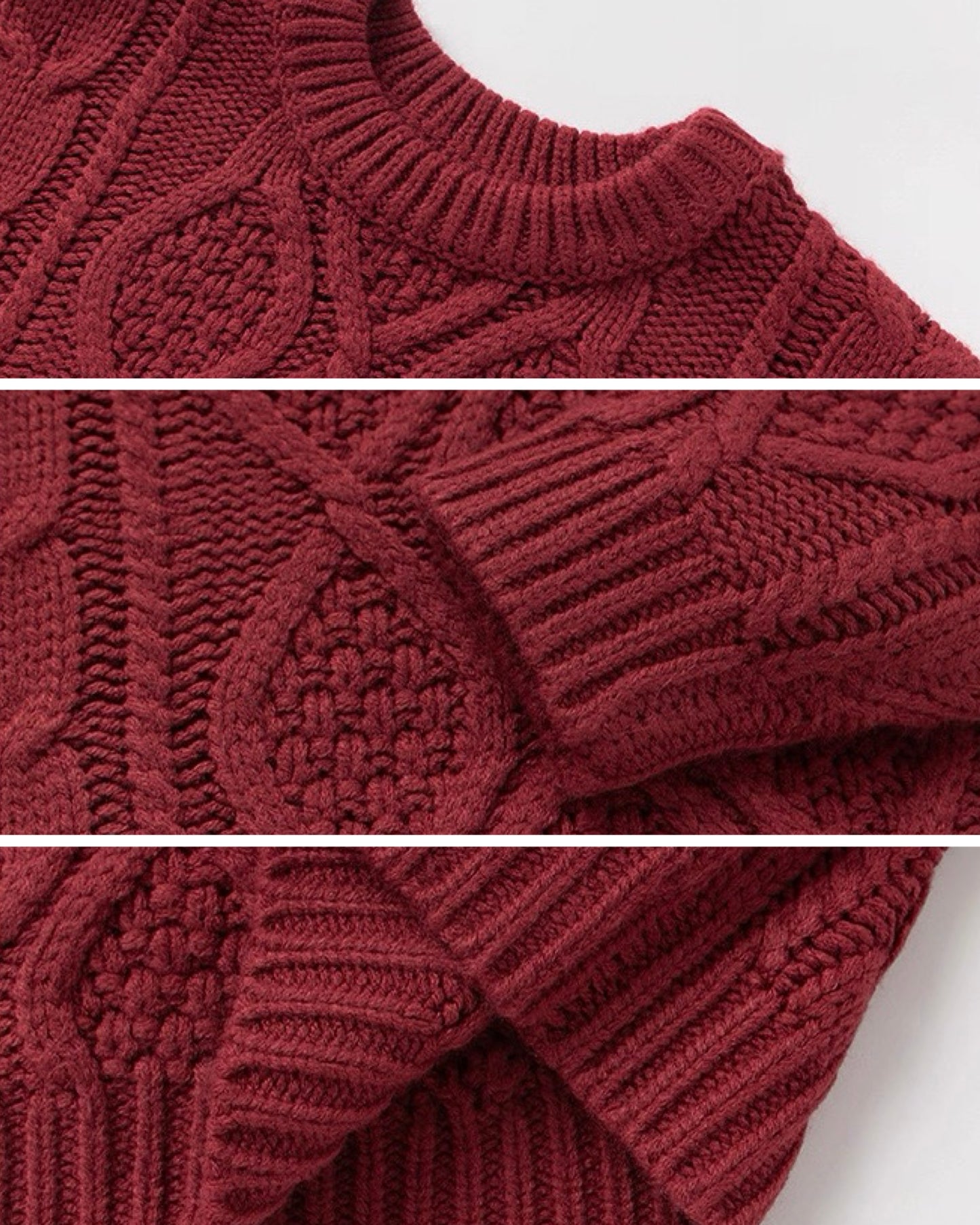【100-160cm】クルーネック ケーブルニット