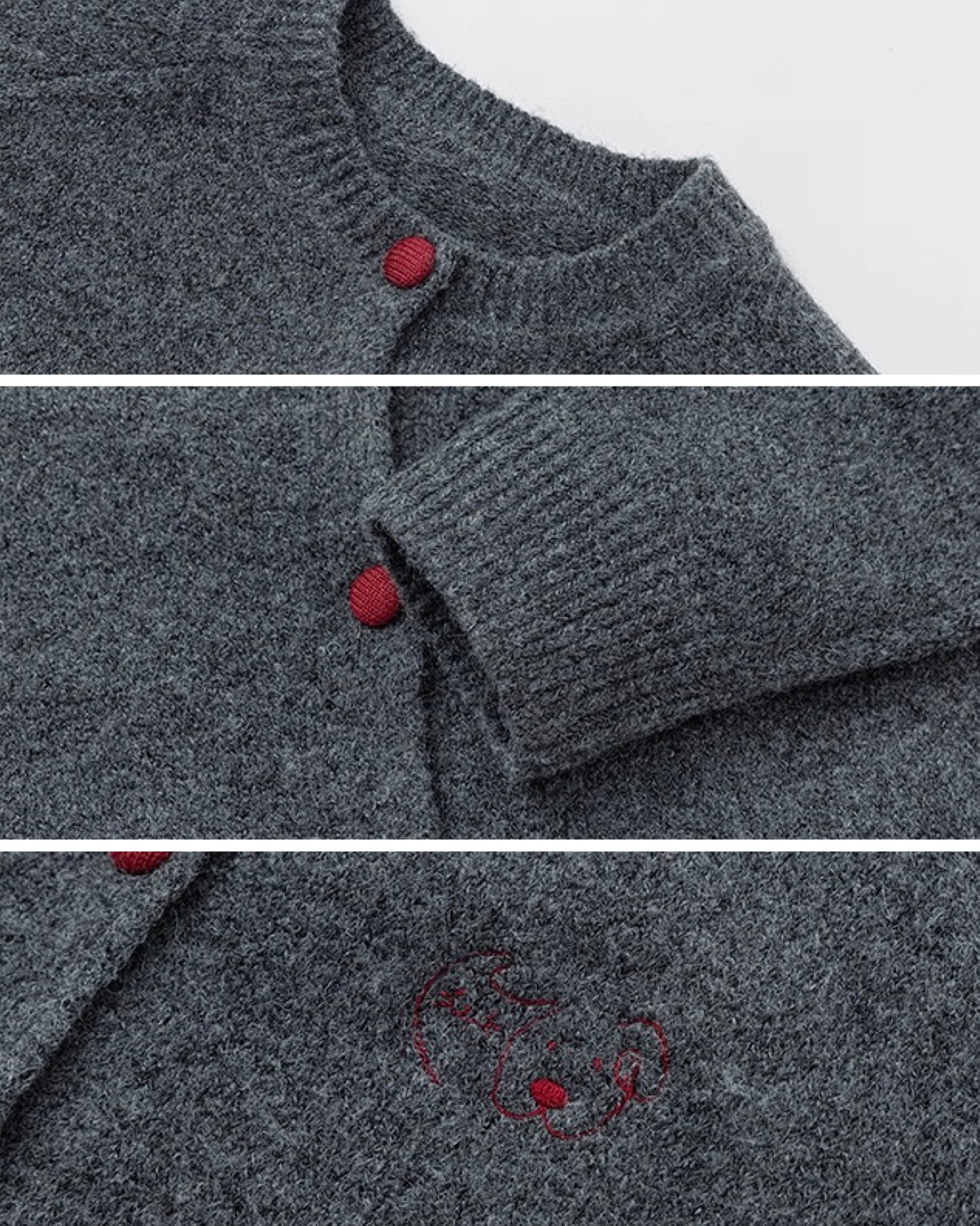 【100-160cm】レッドボタン ニットカーディガン