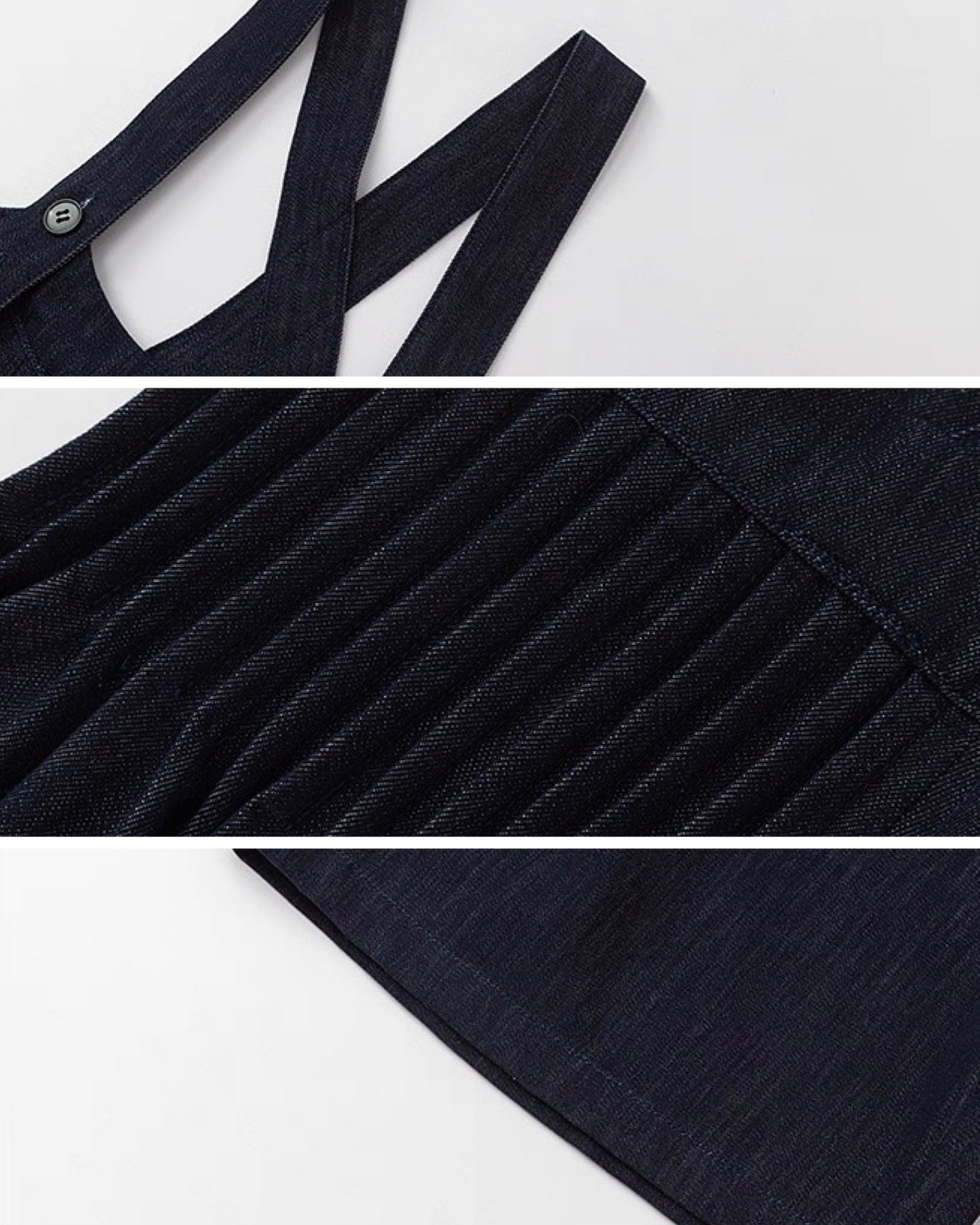 【100-160cm】バックプリーツ デニム ワイドパンツ サロペット