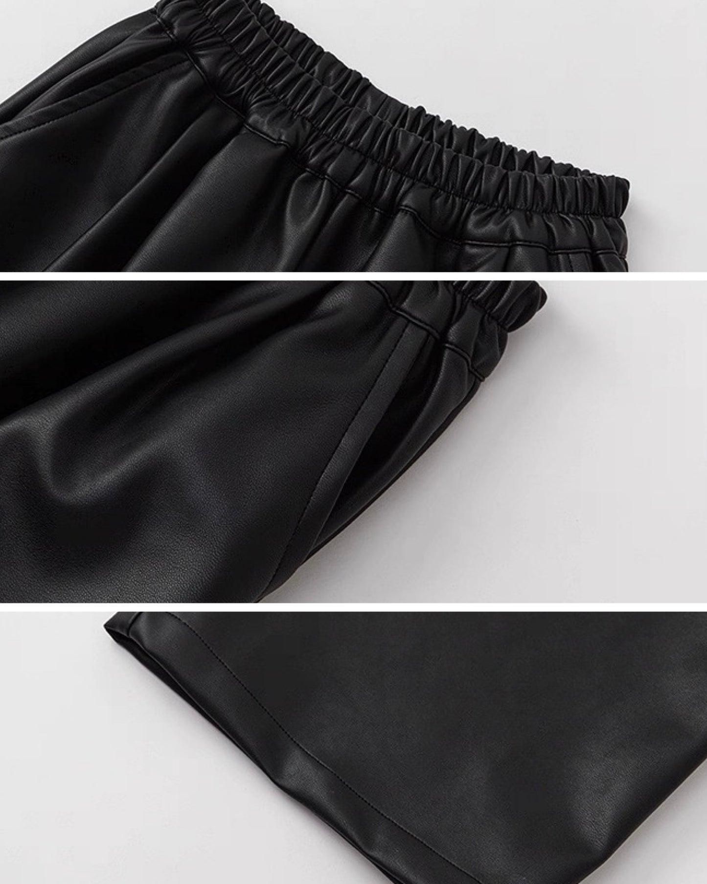 【100-160cm】フェイクレザー ワイドパンツ