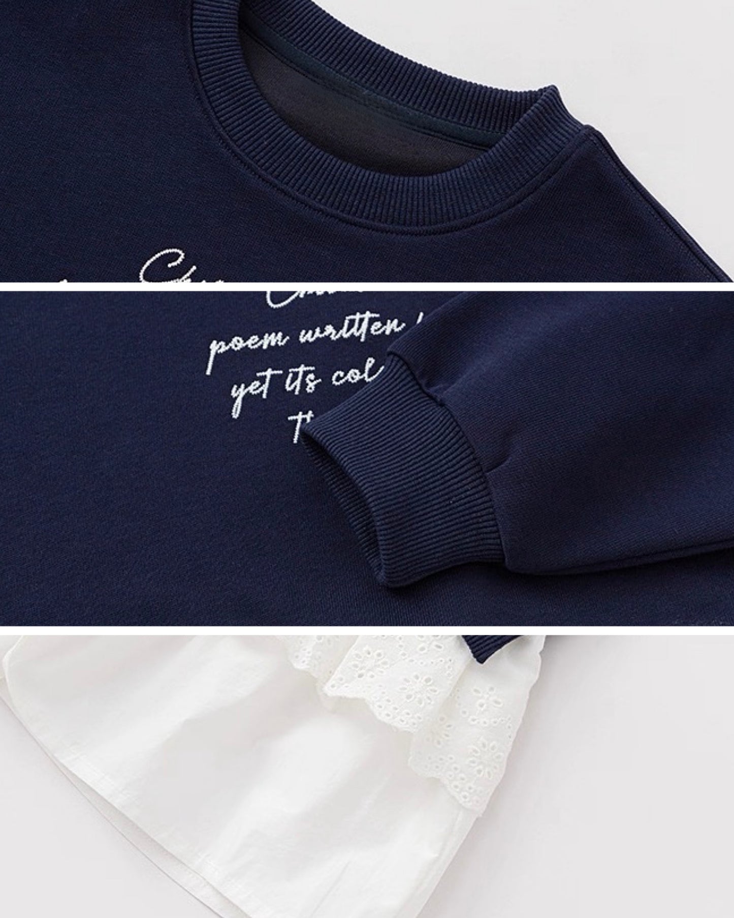 【100-160cm】レイヤードレーススウェットプルオーバー