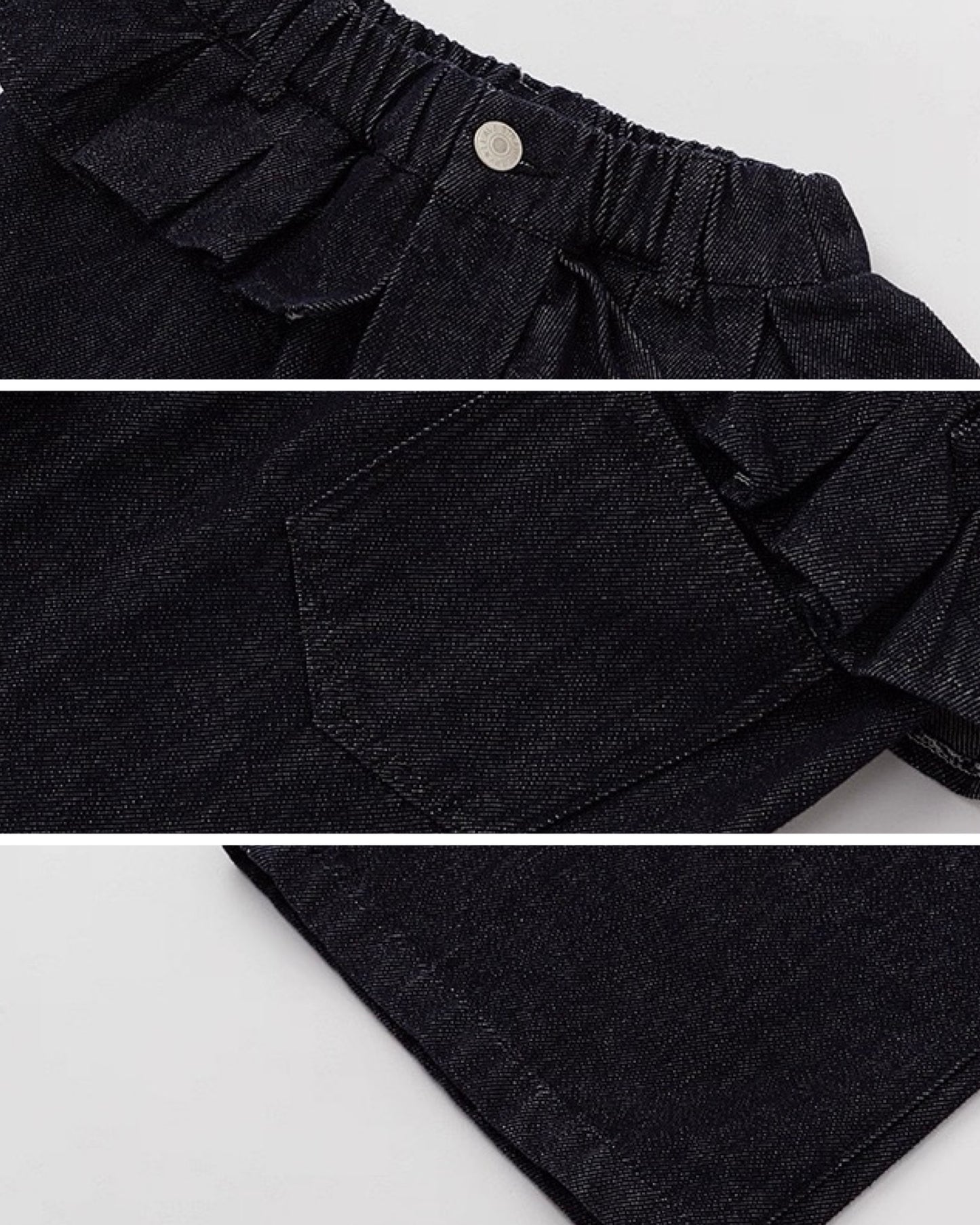 【100-160cm】ウエストフリルジーンズ