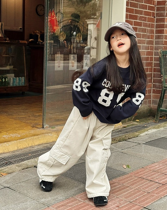 【100-160cm】ナンバリング裏起毛スウェットプルオーバー